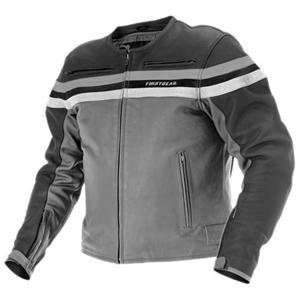  Firstgear Earl Leather Jacket   Small/Black/Grey 