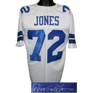 Too Tall Jones Signed Jersey   White Prostyle   Autographed NFL 