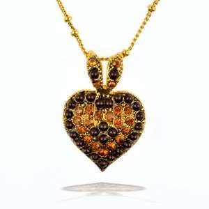  Amaro Necklace   Heart Amulet in Gold, Topaz and Jet Tones 