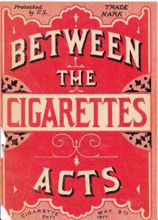 1892 BETWEEN THE ACTS CIGARETTES VINTAGE STORE POSTER  