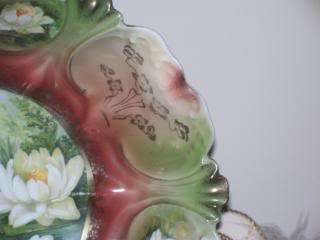   BAVARIA Germany 103/4 Porcelain Large Bowl Hand Painted Water Lilies