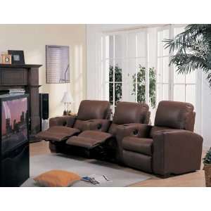  3pc. Studio Collection Brown Leather Theater Seat