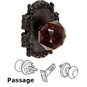  Passage amber crystal glass knob with victorian rose in 