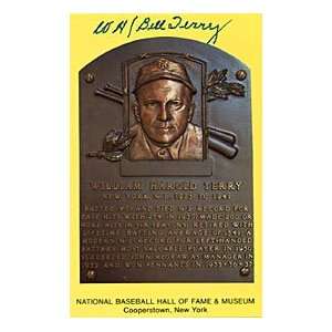  WH Bill Terry Autographed/Signed Hall of Fame Plaque 