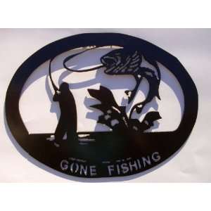  Cabin,Gone Fishing,Fisherman,Dad,Lodge,Lake,Metal Art 