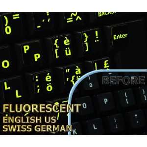  Glowing fluorescent Swiss German keyboard sticker Office 