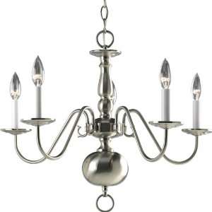 Light Americana Chandelier with Delicate Arms and Decorative Center 