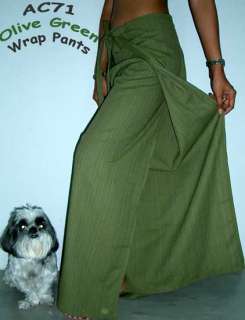 PLUS SIZE Thai Cotton Wrap Yoga Pants XXXL OLIVE Green  