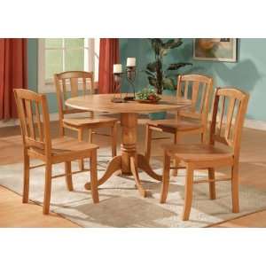   Drop Leaves and 4 Vertical slat back wood seat chairs
