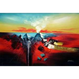 Volcano Eruption Oil Painting 24 x 36 inches
