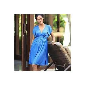  NOVICA Rayon dress, Blue Denpassar Chic