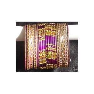 Indian Bollywood Bangles Ethnic Bracelets Belly Dance Lilac Silver cut 