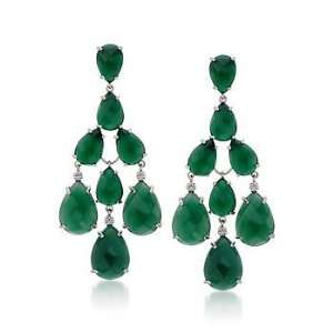  Green Agate Chandelier Earrings In Sterling Silver 