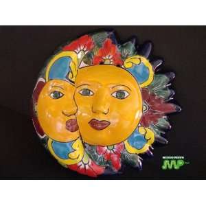   Sun & Moon Plaque Ceramic 9[vivrant hand painted blue & other colors