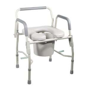  New   Steel Drop Arm Bedside Commode Padded Seat & Arms 