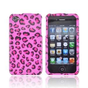  For Apple iPhone 4S 4 Hot Pink Black Leopard Hard Plastic 