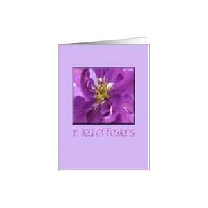  In lieu of flowers purple larkspur Card Health & Personal 