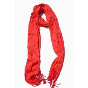  Viscose Silk Cotton Blend Long Scarf in Red Everything 