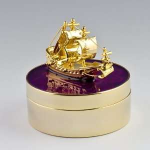  Golden Ship Faberge Jewelry Box, Picture Frame, Photo 