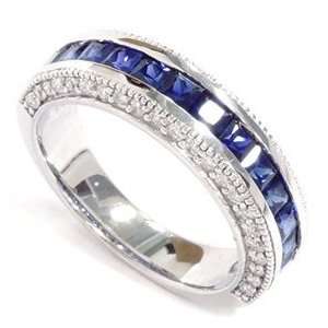    2.10CT Princess Cut Blue Sapphire Diamond Vintage Ring Jewelry