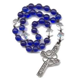  Anglican Prayer Beads, Rosary   Cobalt & Fire Polished 