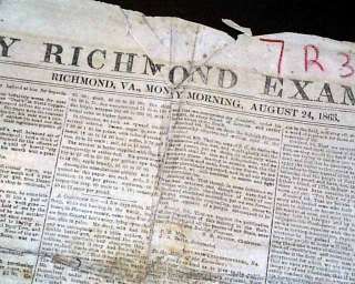 CONFEDERATE CAPITAL Richmond VA Robert E. Lee Reports Civil War 1863 