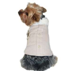  Anima Cream Fur Collar Dog Jacket, XX Small