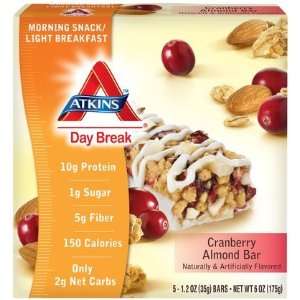  Atkins Day Break Bars, Cranberry Almond, 5 ct (Quantity of 