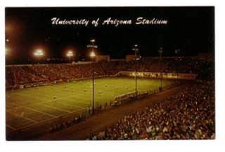 University of Arizona Wildcats Football Stadium AZ 60s postcard 