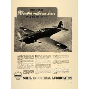  1941 Ad Shell Lubrication Curtiss P 40 Pursuit Fighter 