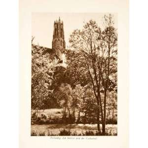  1929 Photogravure Switzerland Cathedral Fribourg Sarine 