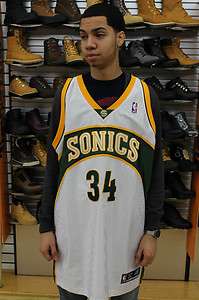 Seattle Supersonics White Green Yellow Ray Allen #34 Authentic Reebok 