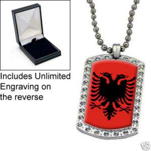 Albanian Albania Eagle Diamante Pendant Personalised  