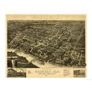  Gadsden, Alabama   Panoramic Map Giclee Poster Print 