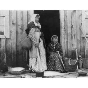  c1894 Two elderly Indian women at doorway of building 