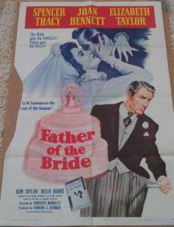FATHER OF THE BRIDE MOVIE POSTER 1 SHEET R1962 ORIGINAL 27x41 