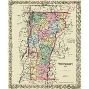  STATE OF VERMONT (VT) BY J.H. COLTON 1855 MAP