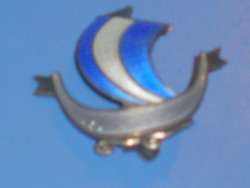 Enamel Viking Ship sterling pin from Norway  