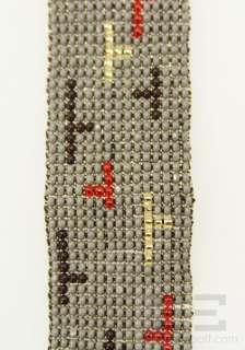 Alexis Bittar Grey And Red Beaded Magnetic Closure Bracelet  