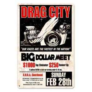Drag City Automotive Metal Sign   Victory Vintage Signs