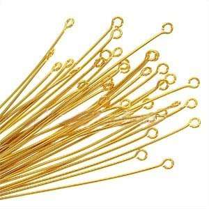  22K Gold Plated Open Eye Pins 21 Gauge 2 Inches (x50 