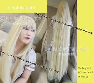 Chobits CHII 150 160cm super long pale blonde COSPLAY wig  