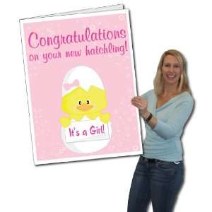  2x3 Giant New Baby Girl Card, W/Envelope Health 