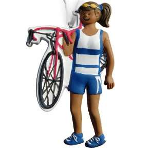  Triathlete Ornament   Black Female