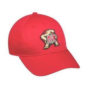 NCAA College ADULT MARYLAND Terrapins Red Hat Cap Adjustable Velcro 