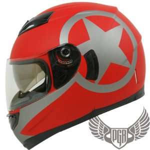   Visor Full Face Motorcycle Helmet DOT Approved (Small, Matte Red Star