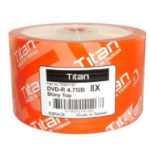  Titan Dvd r 8x, Shiny Top, Clear Hub in 50 Shrink Wrap 