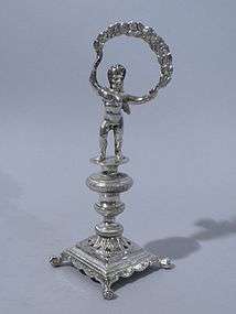 Portuguese Silver Figural Putti Toothpick Holder 1850  