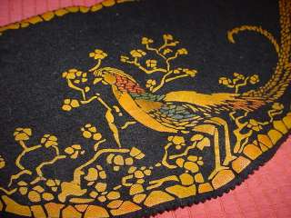   Antimacassar Chair Doily Black Printed Painted Exotic Phoenix Bird