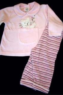 BABY GIRLS SIZE 6 9 MONTHS PANTS SHIRT OUTFIT PINK VELOUR  
